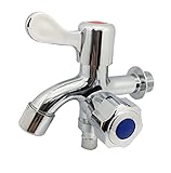 NICCOYA ワンタッチ 2口 ワン ハンドル 蛇口 洗濯機 DIY レバー 水栓 ホース 付け替え 不要