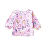【ピンク】赤ちゃん　ベビー　子供服　お食事用スタイ　スモック　エプロン　うわっぱり　防水　防汚　洗いやすい　快適　柔らかい　綿製 　３ー6歳　２点（Lサイズ）