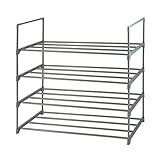 Homebiシューズラック4段 メタル靴棚　玄関収納 たっぷり 収納ラック4段 省スペース靴入れ 幅90.4×奥行30.5×高さ84.5CM HB-4SRAMZ (グレー)