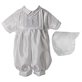 Lauren Madison Baby Boys' Christening Baptism Shantung 2 Piece Romper White 9-12 Months [並行輸入品]