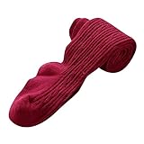 キッズ ニットタイツ 選べる11色 足付き 子供タイツ hibote レッド XL/140-155CM