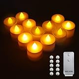 Flameless Candles、ちらつきSAMYOUNGバッテリーティーライトLEDキャンドルアイボリーカラーリアルな装飾無香Votive Candles withリモートコントロールライト、12