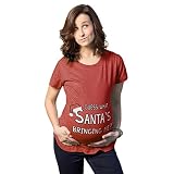 マタニティGuess What Santas Bringing Holidayおかしいクリスマス妊娠Tシャツ US サイズ: 3L カラー: レッド