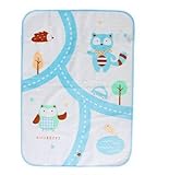 桜の雪 ベビー用 ベットおでかけ防水シーツ 綿 防水加工 通気 おむつ替えシート70*90cm (ブルー猫)