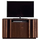 タンスのゲン テレビ台 完成品 RAINY 幅120cm 天然木 無垢材 ハイタイプ 薄型 デッキ収納付き 稼動棚 耐震ダボ ウォールナット 49100007 BR