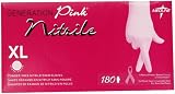 Medline Generation Pink Nitrile Exam Gloves, Pink, X-Large, 180 Count by Medline