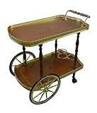 イタリア製キッチンワゴン ワインホルダー付き 象嵌・ブラウン トロリー