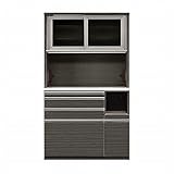 幅120cm オープンダイニングボード レンジ台 完成品 (ブラック木目)