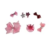 【ノーブランド品】7個入り　リボン　女の子　赤ちゃん　ヘアクリップ　ヘアピン　クラウン　蝶結び　ヘアアクセサリ　髪飾り　ギフト　全5色 - ピンク