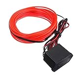 ELワイヤー，SODIAL(R) 3メートル ELケーブルDC 12Vフレキシブルネオンライト（クリスマスパーティー用）パーティーハロウィンコスチュームディスプレイ（赤）