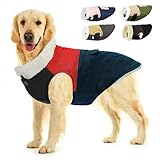 MAMORE 犬服 犬綿服コート かわいいジャケット 犬用裏起毛 防寒 寒さ対策 犬の秋冬服 小型犬 中型犬 大型犬 向け 暖かい ふわふわ 洋服 人気 着脱簡単 お出かけ お散歩 (レッドブルー, Ｍ)