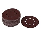 uxcell サンディングディスク 　フックとループサンドペーパー　 サンディングディスク　180 グリット　8 穴　125mm 直径　50枚入り