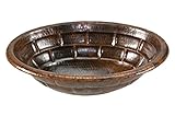 Premier Copper Products LO19RBKDB Oval Stacked Stone Self Rimming Hammered Copper Sink, Oil Rubbed B