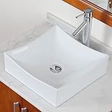 Eliteバスルームスクエア形状セラミック磁器容器シンク&クローム仕上げ蛇口コンボ