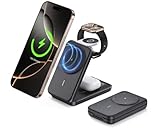 【新モデル 4in1】RORRY ワイヤレス充電器 magsafe対応 モバイルバッテリー 5000mah apple watch 充電器 マグセーフ 15W 折りたたみ式 急速 強力マグネット 充電ドッグ ステーション スタンド 小型 軽量 for apple watch Ultra2/10/9/8/7/se全シリーズとiPhone 16/15/14/13/12/airpodsなど対応 PSE