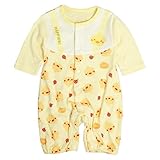 カバーオール ベビー 乳幼児 女の子 長袖 ロンパース 赤ちゃん ひよこ柄 イエロー 60～70cm