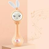 RaiFu ベビーおもちゃ　おしゃぶり　ハンドベル　赤ちゃん　かわいい　ラットル　音　光　ミュージ　カル　ハンドベル　新生児　砂のハンマー　おしゃぶり　教育おもちゃ ウサギライトオレンジ