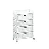 4段　ホワイト　ワイドランドリー　キャスター付き　ＳＩｓｉＲＡＮ22182133ＷＨｉｓ