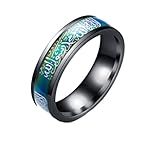 AccessCube温度Mood変更Muslim Allah Engraved Shahadaステンレススチールチタンリングイスラム教アラビアGod Mantraリング