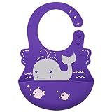 ZOEREAベビーFeeding Bibシリコン防水Bibs with Largeポケット US サイズ: one size カラー: パープル