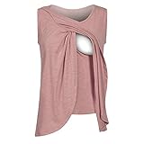 授乳Tシャツ Hosam マタニティウェア Tシャツ 袖なし タンクトップ 春 夏 おしゃれ 無地 授乳 産前 産後 妊婦 (3XL, ピンク)