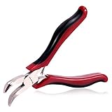 SPEEDWOX 先曲ラジオペンチ ミニ ロングノーズ マイクロ 小型 軽量 プライヤー ピンセット 45°縦曲がり 溝なし バネ付 鍛造 精密作業 ビーズ アクセサリー 手芸用品 手作り ホビー D