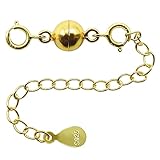 シルバー925製 ネックレス 留め具 クラスプ マグネット 磁石 エンドパーツ 金具 パーツ 接続金具 (6mmボール＆アジャスター,ローズゴールド)