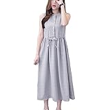 マタニティ マキシ丈 ワンピース 授乳服 レディースストライプ ノースリーブ授乳服可愛い産前 産後 フォーマル おしゃれ (XL, 　グレー)