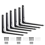 OEEKOI 棚受け 金具 L字型 6本セット 壁掛け 棚うけ 金具 アングルブラケット L型棚受け金具 棚受け ブラケット150mm*125mm (6個入, マットブラック)