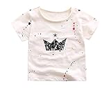 ベビー コットン ペイント風 Tシャツ 夏 ベージュ 半袖 80cm~100cm (90cm(着丈約37.5cm))
