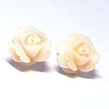 ピンク珊瑚 バラ サンゴ スタッド ピアス チタン