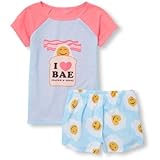 THE CHILDREN'S PLACE(ザ・チルドレンズプレイス) トップ&エッグプリントショーツパジャマセット スリープウェア 10～12歳【並行輸入】