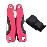 プロ屋外マルチツールプライヤーナイフ鋸歯状顎ハンドツール+ドライバー+プライヤー+ナイフマルチツールナイフセットサバイバルギア-Pink