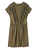 Angeliebe エンジェリーベ マタニティ 授乳口 付 カットソー タック ワンピース 産前 産後 対応 妊婦服 半袖 フリー カーキ