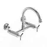 Parmir Water Systems SSK-3000-T Wall Mounted Double Hole Kitchen Faucet, Brushed Steel [並行輸入品]