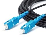 アーマード光ケーブル 光ファイバーケーブル 高強度内部補強 曲げに強 耐圧 OS2 シングルモード SC-SC 1芯光 、ONU対応 (10M, ブラック)