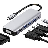 USB-Cハブ ドッキングステーション 6in1 VGA 1080P@60Hz HDMI 4K@30Hz 100W PD急速充電 5Gbps高速データ転送 MacBook Samsung iPad Pro Surface Go タイプC デバイス対応