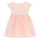 Sweetキッズ赤ちゃん女の子ピンクレーススパンコールチュールフラワーガール9 – 24 m カラー: ピンク
