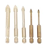 Beito 5枚セット ダイヤモンドバー チタン コーティング ガラス ドリル ビット セット 3/4/6/8/10 ミリメートル で六角シャンク用セラミック タイル大理石ミラー & ガラス