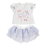 (チャックル) chuckle *スウィートガール*リボン柄Tシャツ&シフォンパンツセット ホワイト 60-70cm P3175-70-10