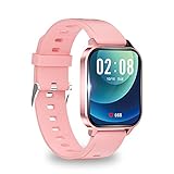 明誠 スマートウォッチ 活動量計 歩数計 腕時計 Bluetooth5.0 smart watch IP68防水 15種類運動モード 運動記録 1.7インチ フルタッチスクリーン 睡眠検測 長座注意 目覚まし時計 長時間待機 画面明るさ調整 iPhone/Android適用 ピンク