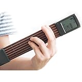 【2024年新設計】コードトレーナー ギター練習ツール 回転可能スクリーン付き 6弦 ポケットギター ミニ 持ち運び便利 デジタル 和音チャート画面 保護袋付き 6フレット ギター弦トレーナー 初心者対応 (練習器)