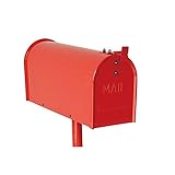 アメリカン ポスト スチール製 レッド ポール付 U.S.STAND MAIL BOX