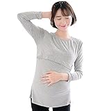 YING　LAN　妊娠さん　産前　産後　妊婦　マタニティ　ソリッドカラー 　授乳　Tシャツ　モーダル　長袖　シャツ　暖かい　グレー