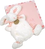 Doudou et Compagnie - DC2122 - White Soft & Flat Plush Bunny with Pink Accents by DOUDOU & COMPAGNIE