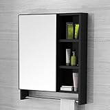 JXHNZYQ ミラーキャビネット バスキャビネット 軽量 タオル掛け付き 洗面キャビネット 洗面ミラーキャビネット 壁掛け鏡 洗面台 洗面鏡 収納付き浴室鏡 シンプル 洗面台 ミラーキャビネットのみ 洗面化粧台 鏡 本体 55x65cm B