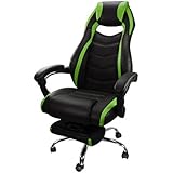 フルフラットだから仮眠にも最適！収納式オットマン付きFull Flat ゲーミングチェア【EM-215 Green】 オフィスチェア