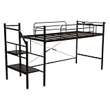 階段付ロフトベッド シングル 高さ131cm ロータイプ 宮付き 棚付き /*02ダークブラウン