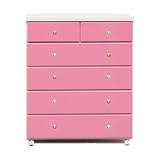 アルファタカバ ベビータンスシリーズ ブロッサムキャスター付きチェスト 80cm幅5段 ピンク(クリスタルカラフル)