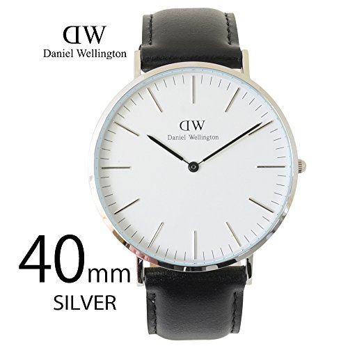 (ダニエルウェリントン)Daniel Wellington 40mm 0206DW 革ベルト レザー シェフィールド シルバー×ブラック [並行輸入品]
